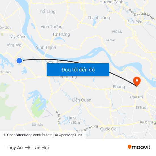 Thụy An to Tân Hội map