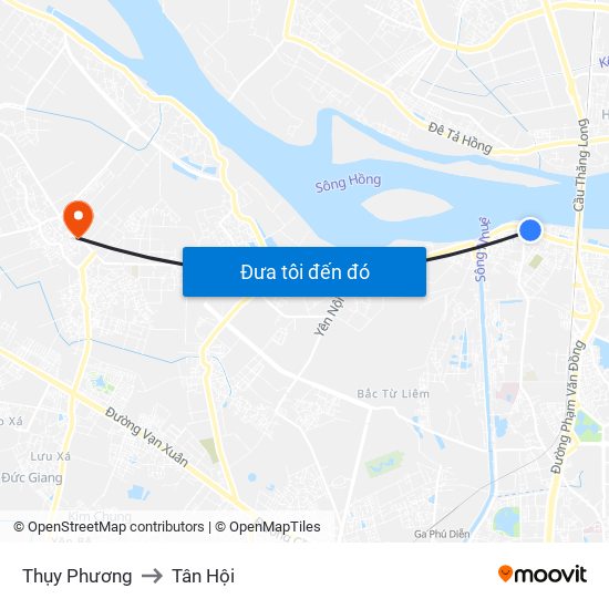 Thụy Phương to Tân Hội map