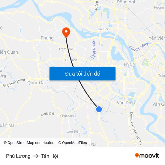 Phú Lương to Tân Hội map