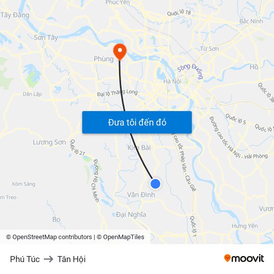 Phú Túc to Tân Hội map