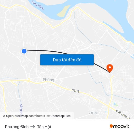 Phương Đình to Tân Hội map