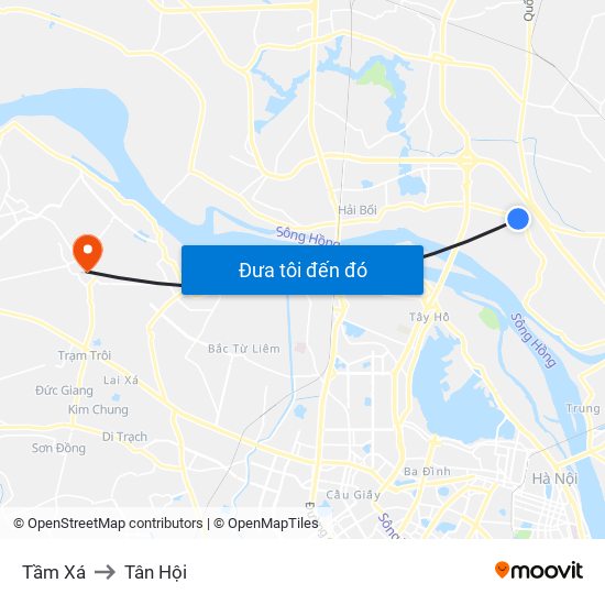 Tầm Xá to Tân Hội map