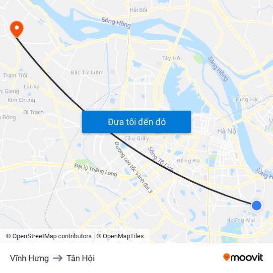 Vĩnh Hưng to Tân Hội map