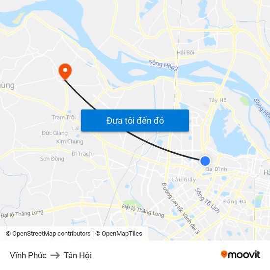 Vĩnh Phúc to Tân Hội map