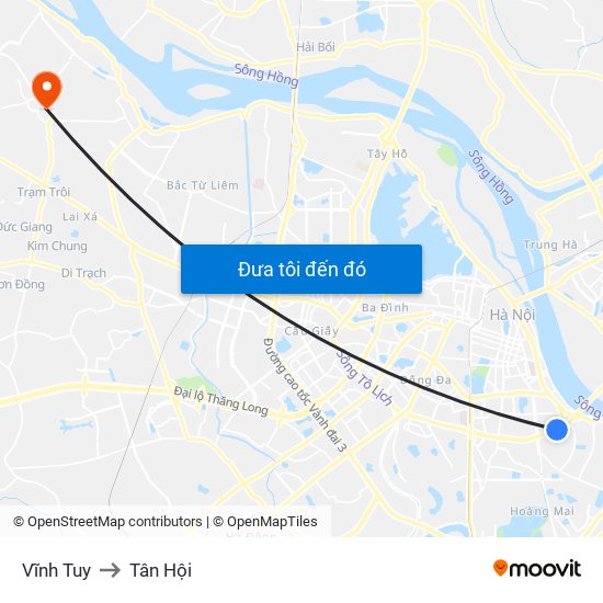 Vĩnh Tuy to Tân Hội map