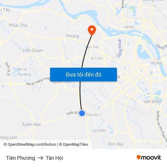 Tiên Phương to Tân Hội map
