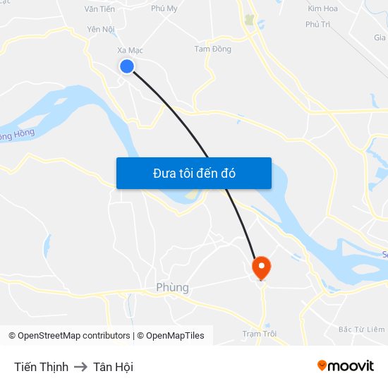 Tiến Thịnh to Tân Hội map