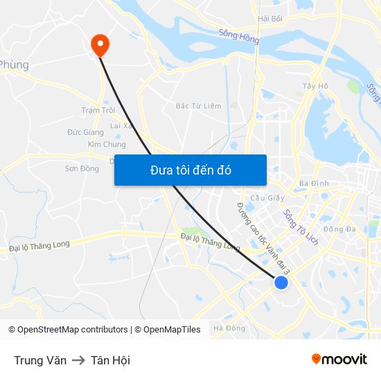 Trung Văn to Tân Hội map