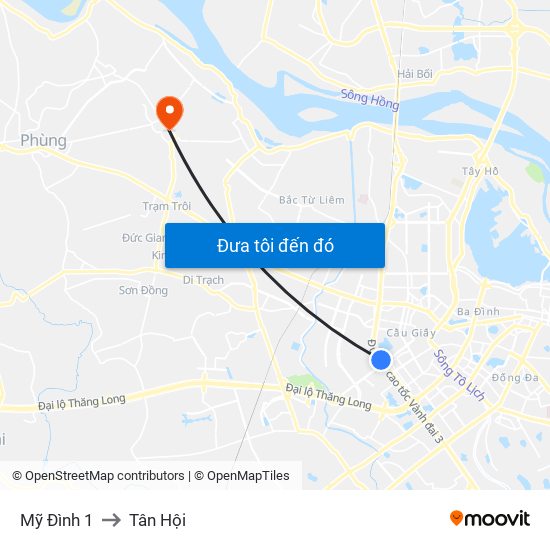 Mỹ Đình 1 to Tân Hội map