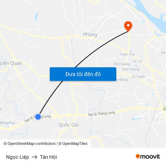 Ngọc Liệp to Tân Hội map