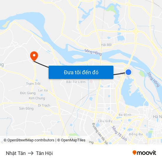 Nhật Tân to Tân Hội map