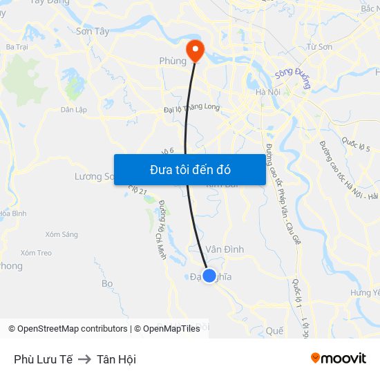 Phù Lưu Tế to Tân Hội map