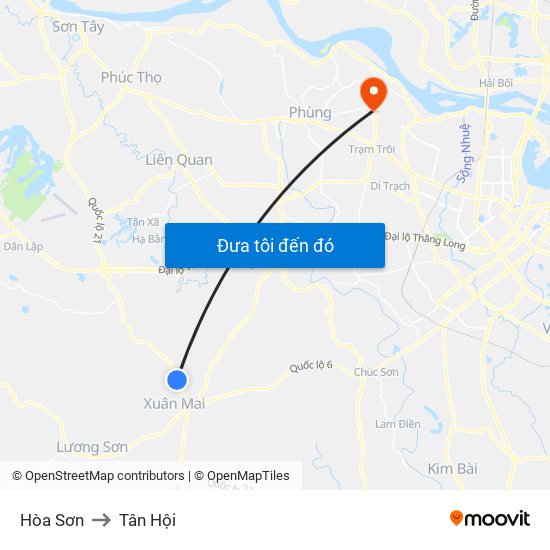 Hòa Sơn to Tân Hội map