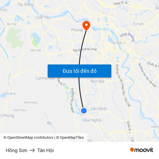 Hồng Sơn to Tân Hội map