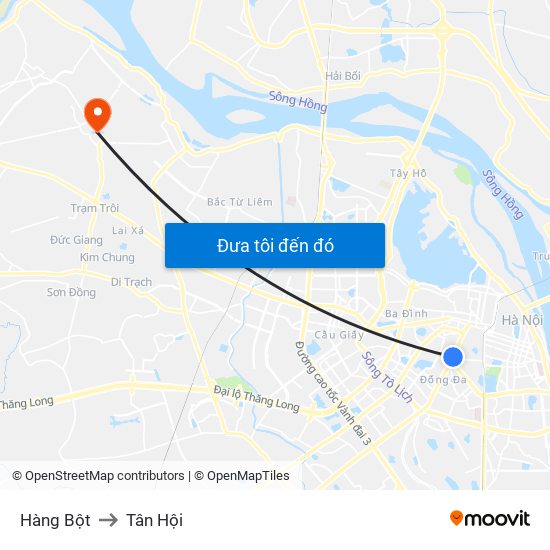 Hàng Bột to Tân Hội map