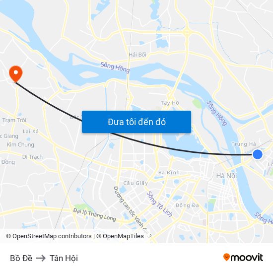 Bồ Đề to Tân Hội map