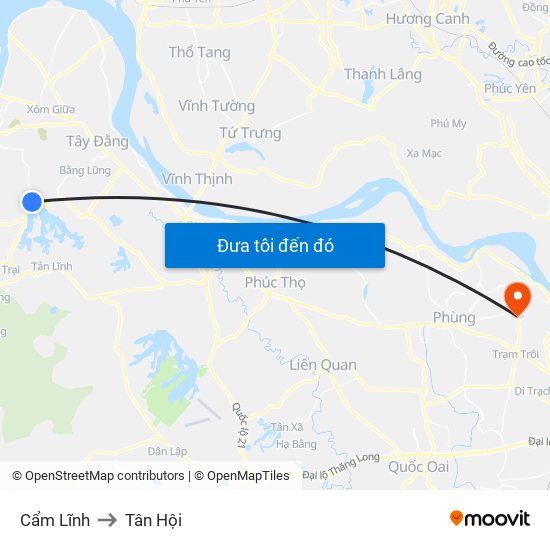 Cẩm Lĩnh to Tân Hội map