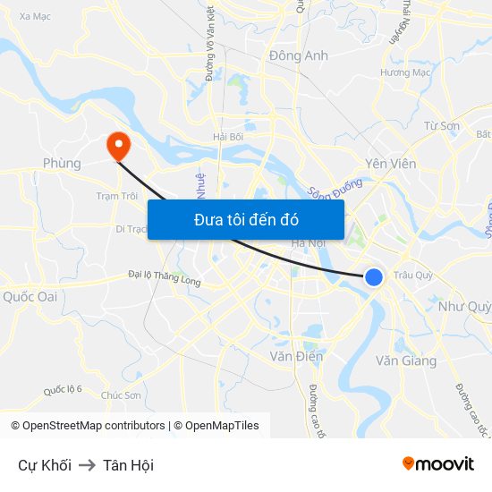 Cự Khối to Tân Hội map