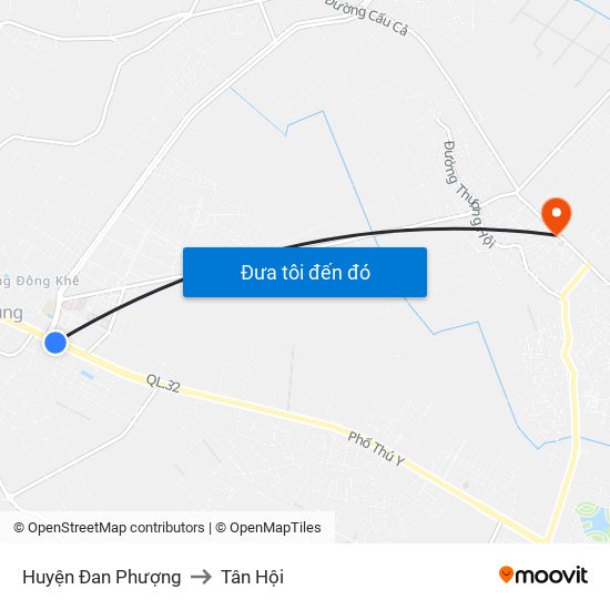 Huyện Đan Phượng to Tân Hội map