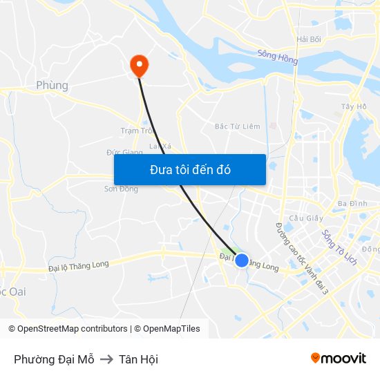 Phường Đại Mỗ to Tân Hội map