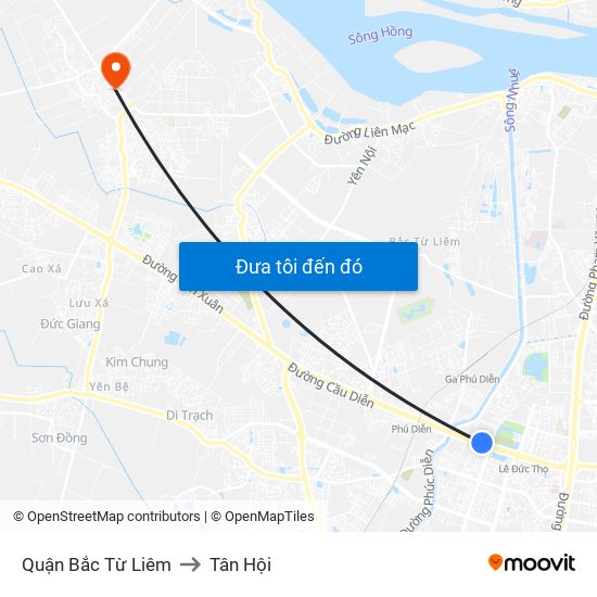 Quận Bắc Từ Liêm to Tân Hội map