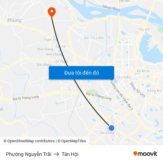 Phường Nguyễn Trãi to Tân Hội map