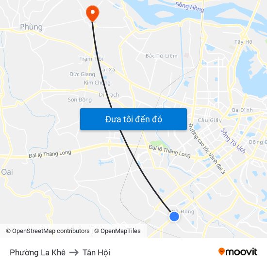 Phường La Khê to Tân Hội map