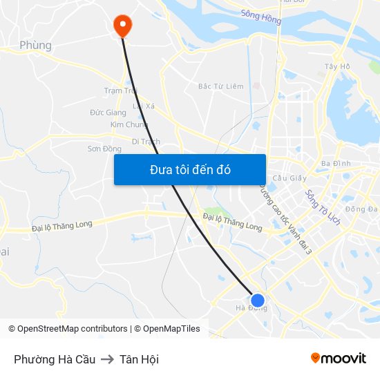 Phường Hà Cầu to Tân Hội map
