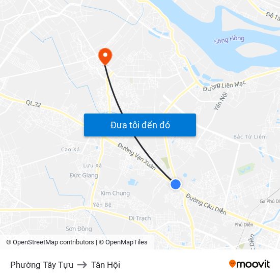 Phường Tây Tựu to Tân Hội map