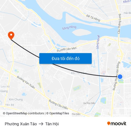 Phường Xuân Tảo to Tân Hội map