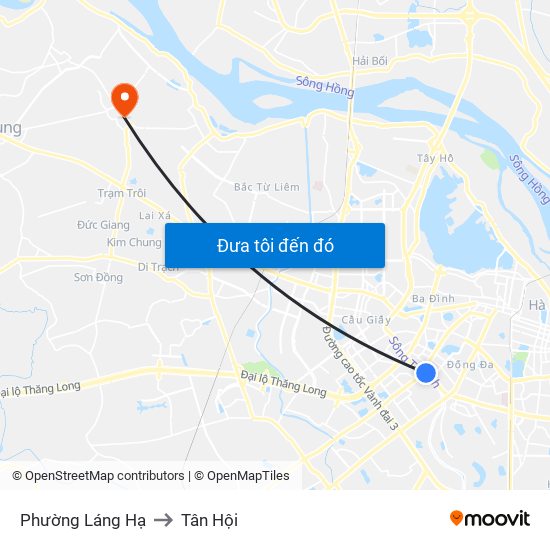 Phường Láng Hạ to Tân Hội map