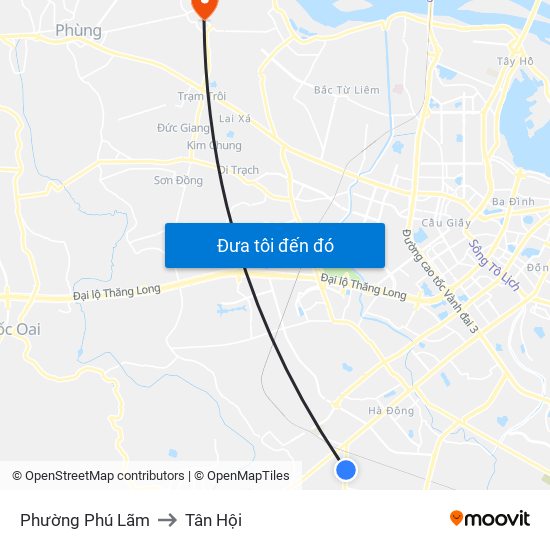 Phường Phú Lãm to Tân Hội map