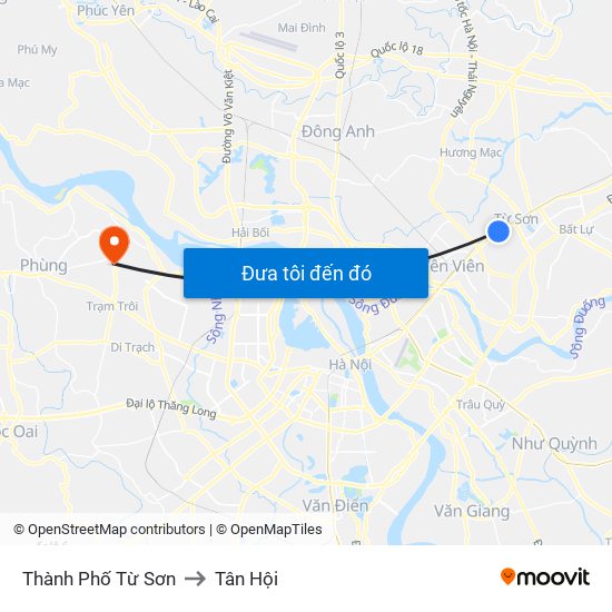 Thành Phố Từ Sơn to Tân Hội map
