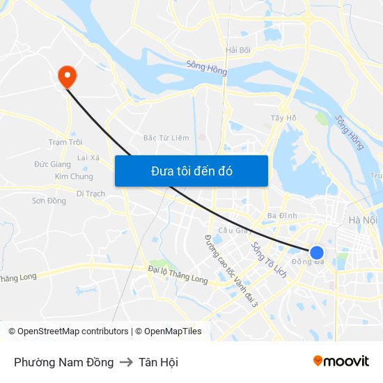 Phường Nam Đồng to Tân Hội map