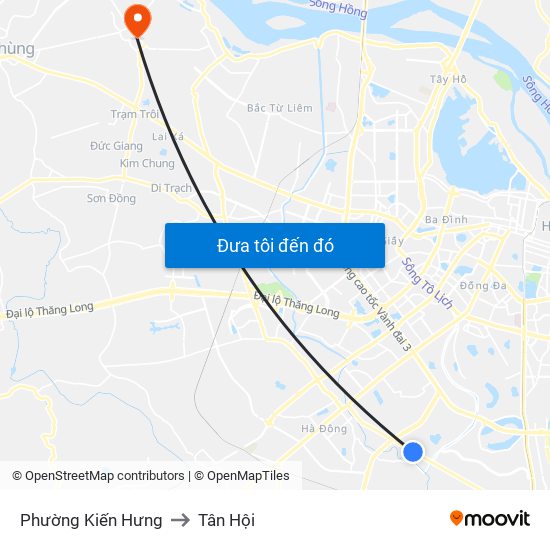 Phường Kiến Hưng to Tân Hội map