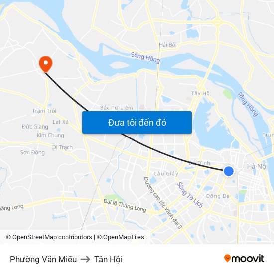 Phường Văn Miếu to Tân Hội map