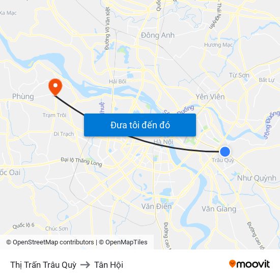 Thị Trấn Trâu Quỳ to Tân Hội map