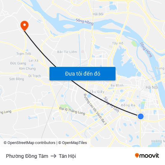 Phường Đồng Tâm to Tân Hội map