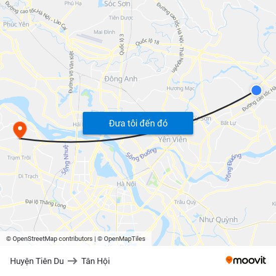 Huyện Tiên Du to Tân Hội map