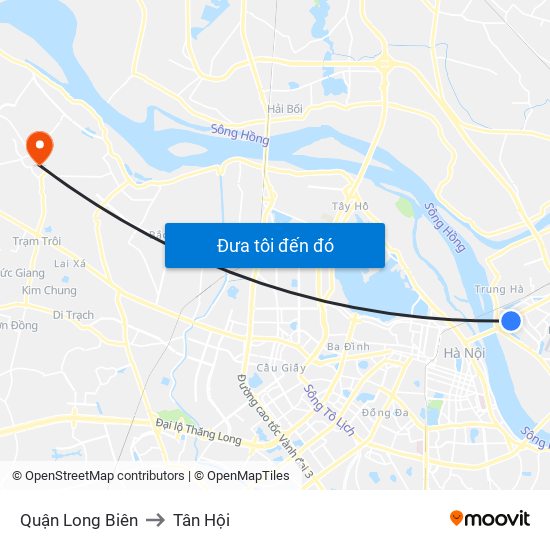 Quận Long Biên to Tân Hội map