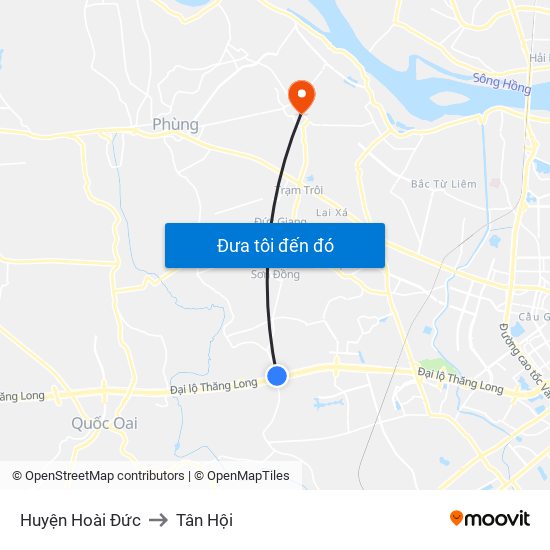 Huyện Hoài Đức to Tân Hội map