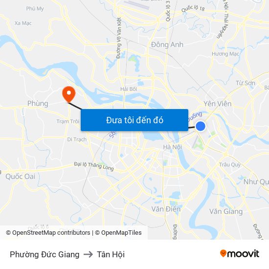 Phường Đức Giang to Tân Hội map