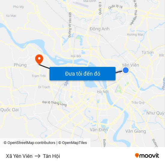 Xã Yên Viên to Tân Hội map