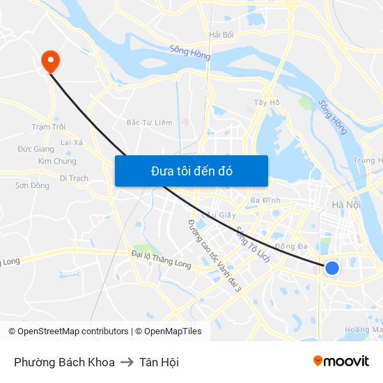 Phường Bách Khoa to Tân Hội map