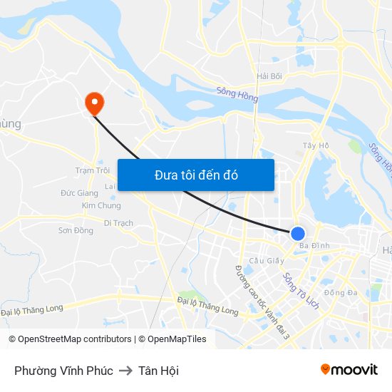 Phường Vĩnh Phúc to Tân Hội map