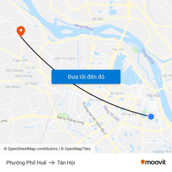 Phường Phố Huế to Tân Hội map
