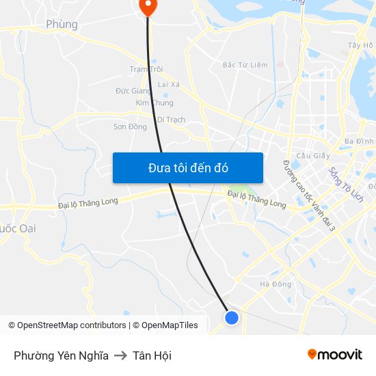 Phường Yên Nghĩa to Tân Hội map