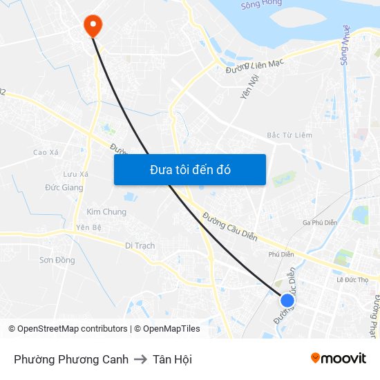 Phường Phương Canh to Tân Hội map