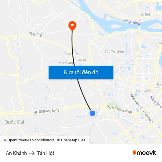 An Khánh to Tân Hội map