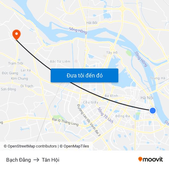 Bạch Đằng to Tân Hội map